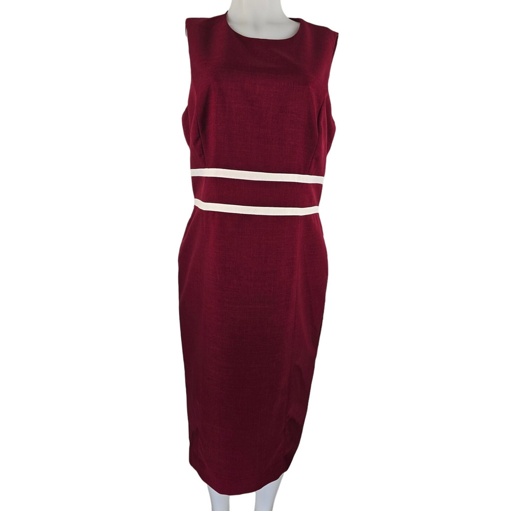 Evan Picone Black Label Closet Staple Red White Women's Sleeveless Dress 12
